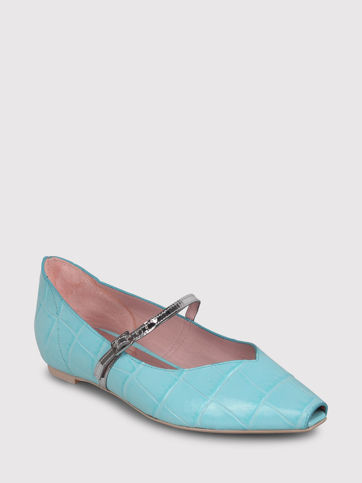 Shop Ras Square Toe Ballerina In Azul