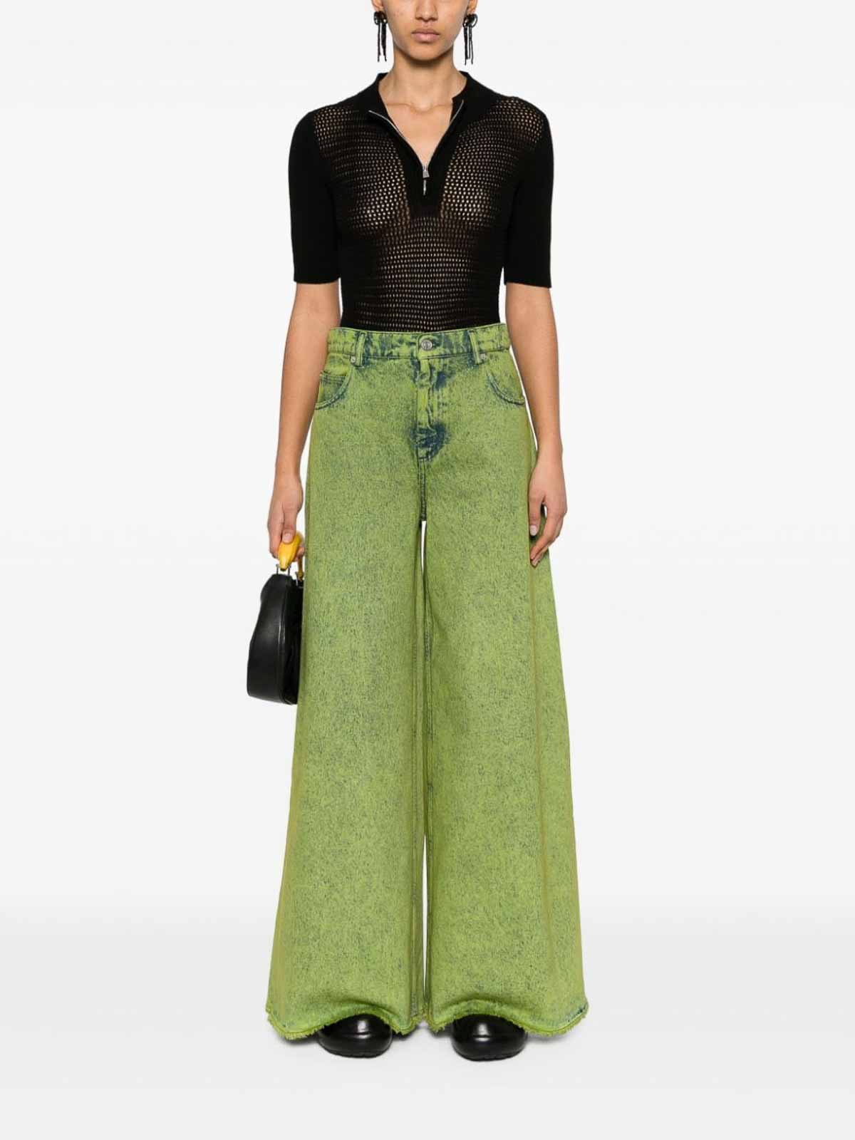 【送料&関税込】Marni Wide Flared Leg Jeans With A Marni Wide Leg Jeans - Green - Women | PAJD0340A0USCMBV40