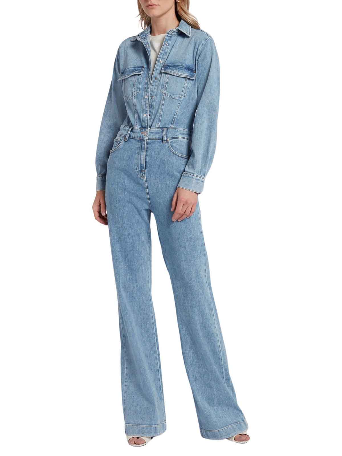 Shop 7 For All Mankind Luxe Jumpsuit Morning Sky In Blue
