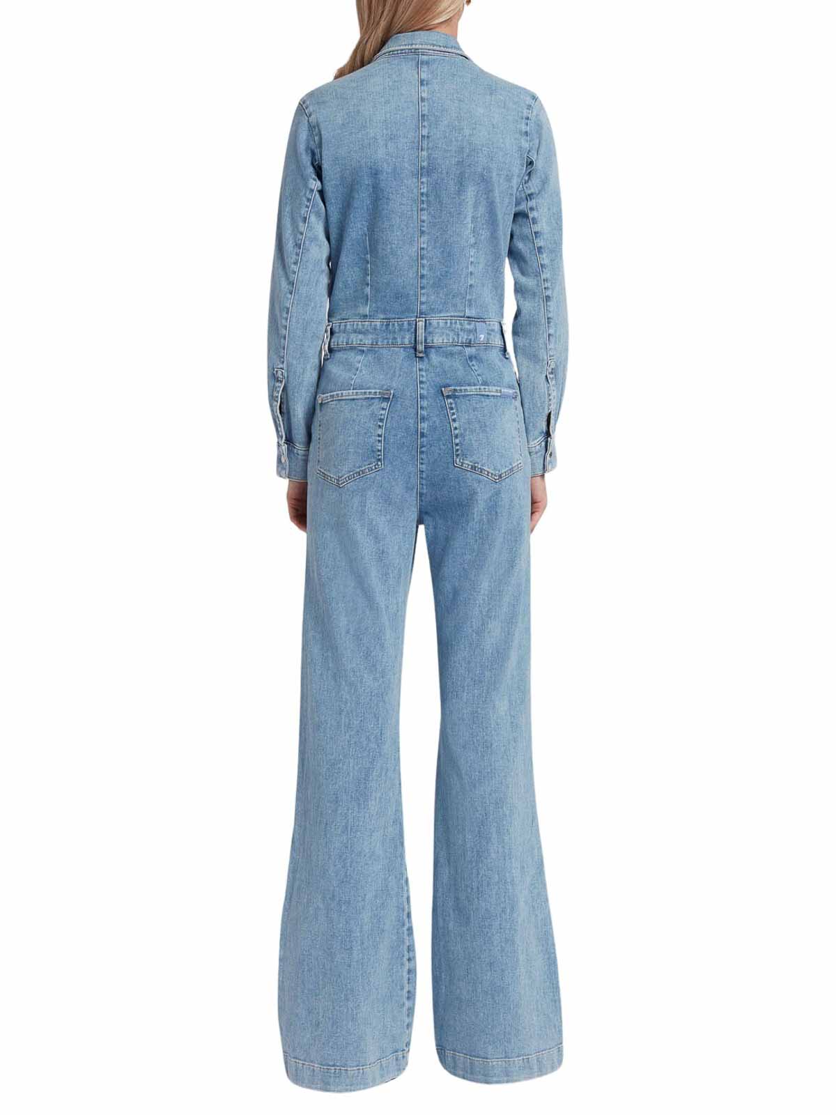Shop 7 For All Mankind Luxe Jumpsuit Morning Sky In Blue