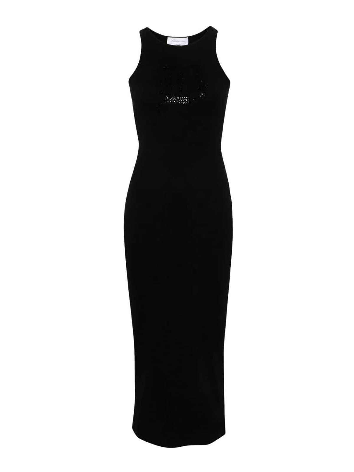Shop Blumarine Long Ribbed Dress In Black