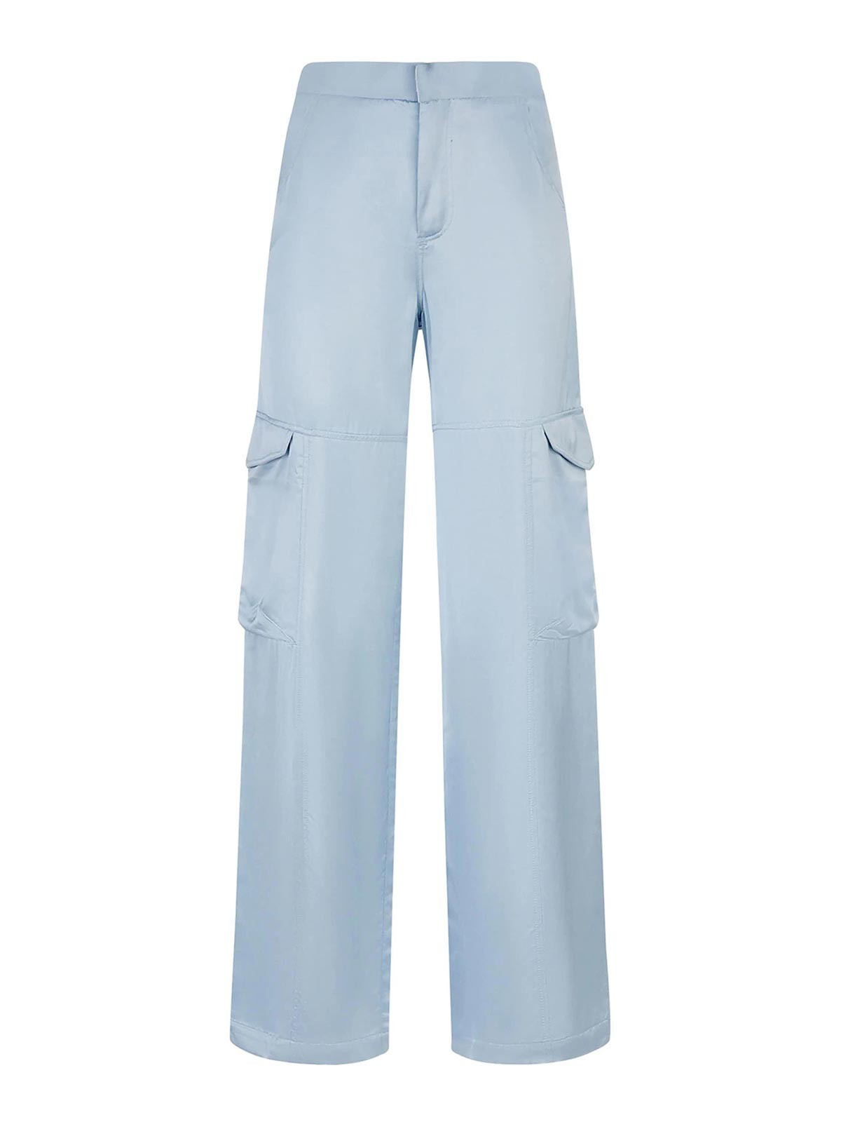 Shop Gcds Satin Cargo Pants In Blue
