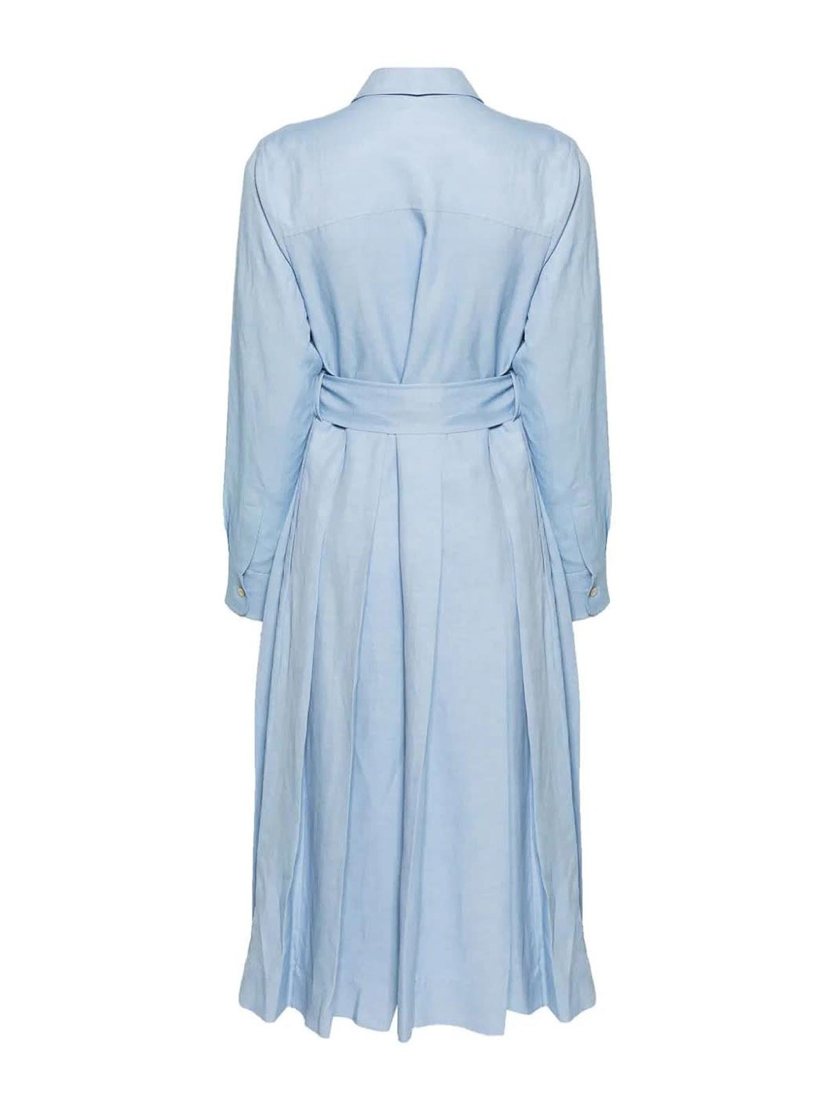 Shop P.a.r.o.s.h Dress With Pleats In Light Blue