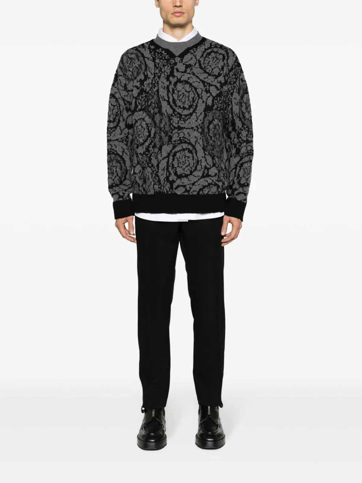 Shop Versace Motivo Sweater In Black