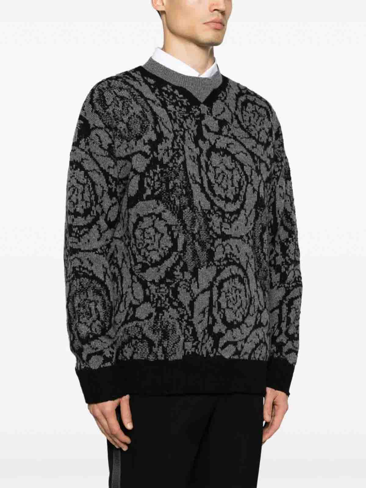 Shop Versace Motivo Sweater In Black