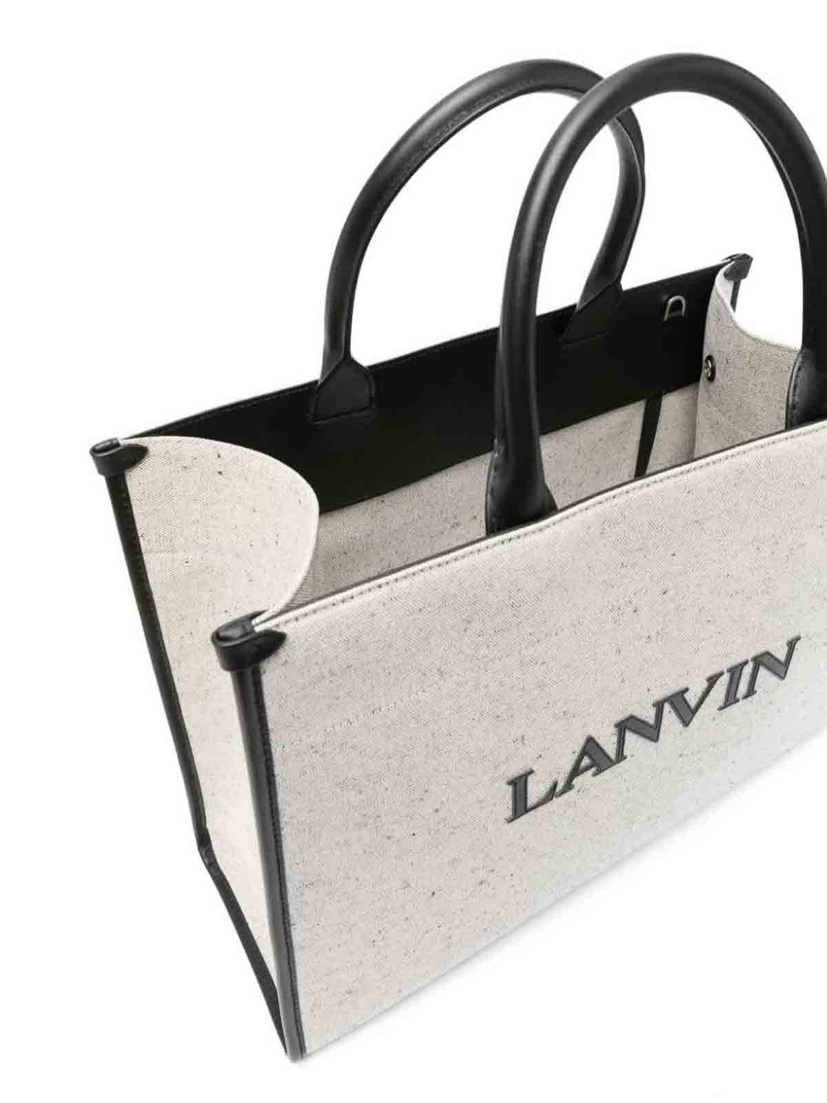 Shop Lanvin Logo Tote In Beige