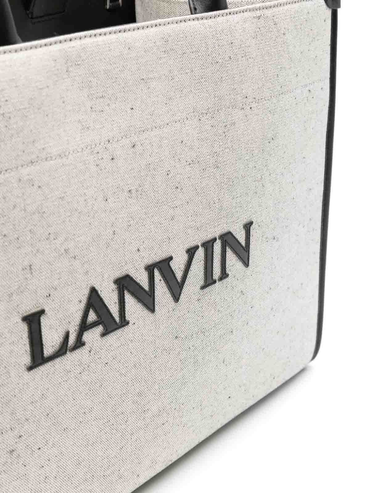 Shop Lanvin Logo Tote In Beige
