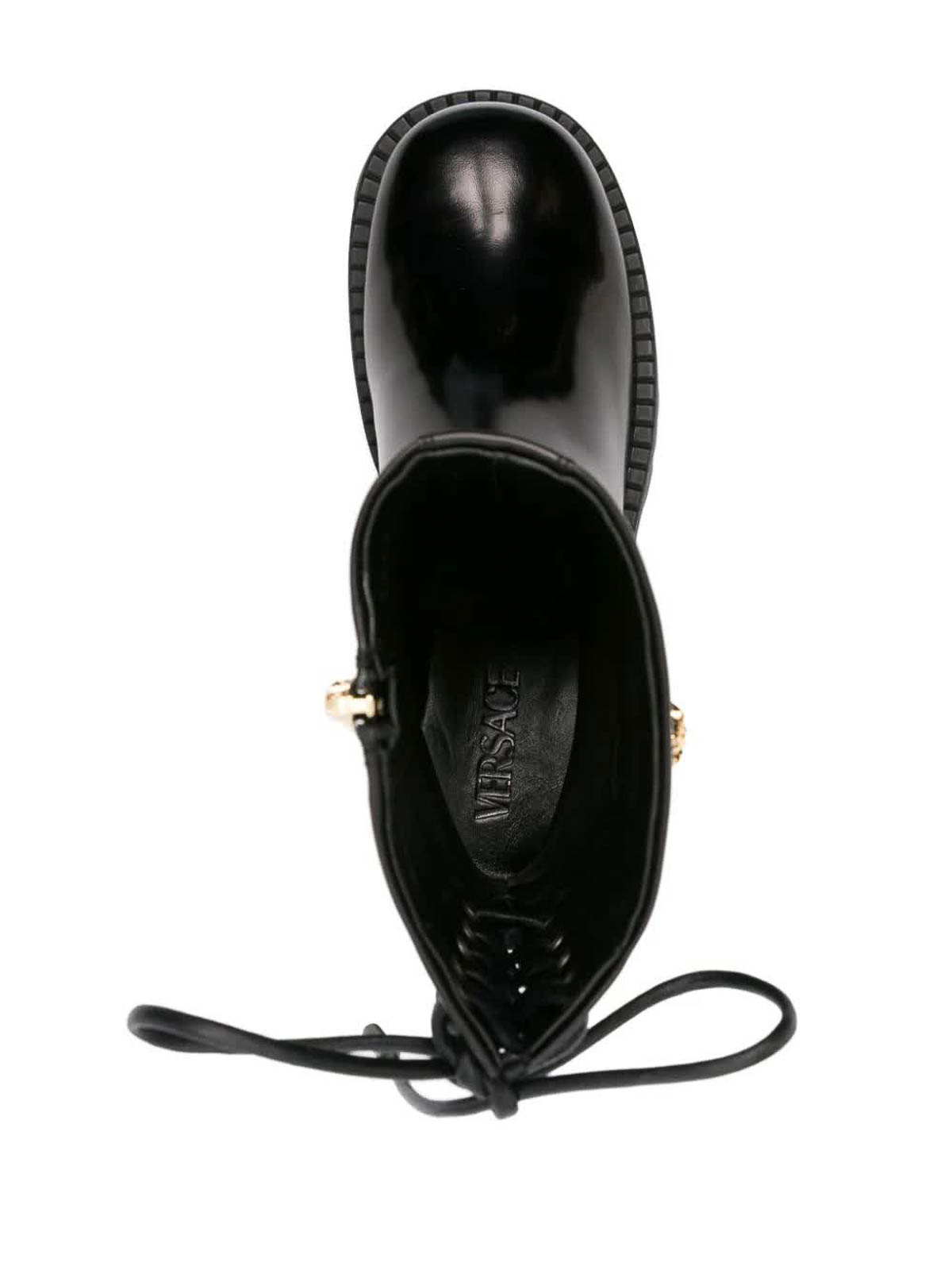 Shop Versace Combat Ankle Boots In Black