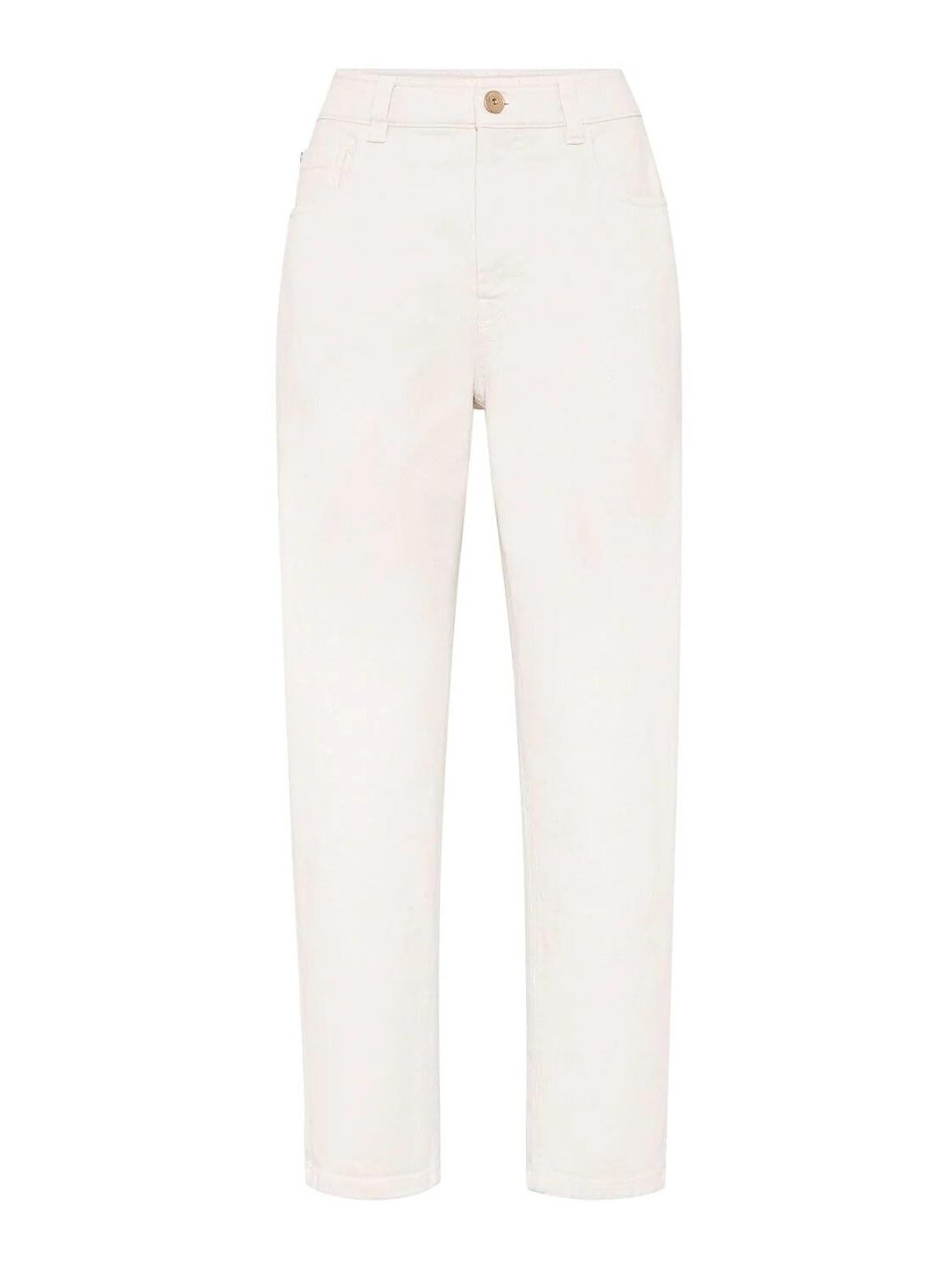 Shop Brunello Cucinelli Denim Trousers In White