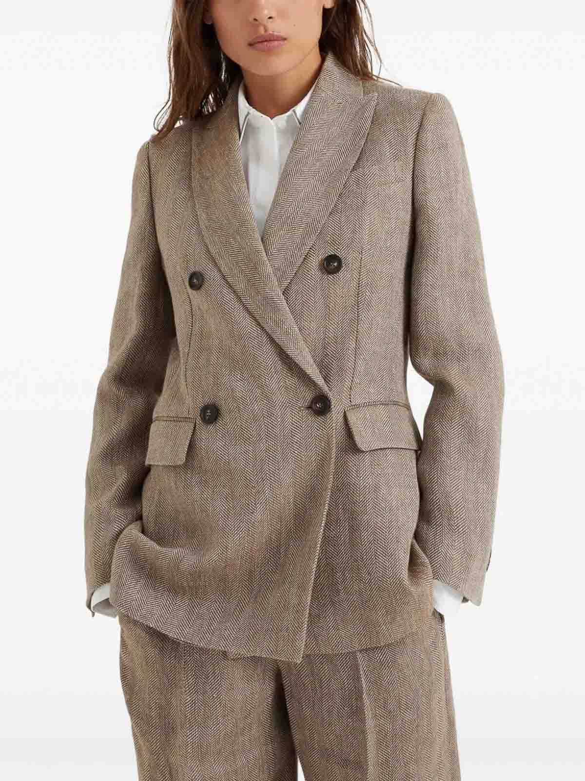 Shop Brunello Cucinelli Linen Jacket In Brown