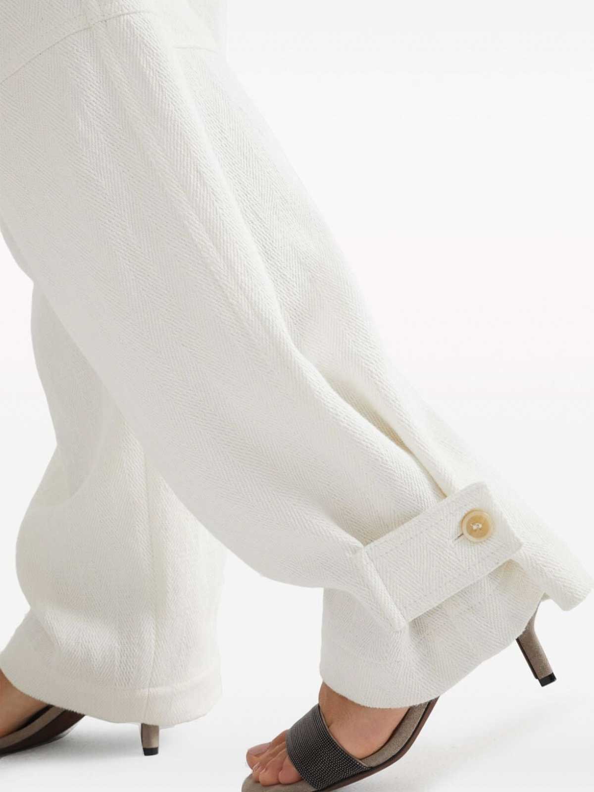 Shop Brunello Cucinelli Linen And Cotton Trousers In White