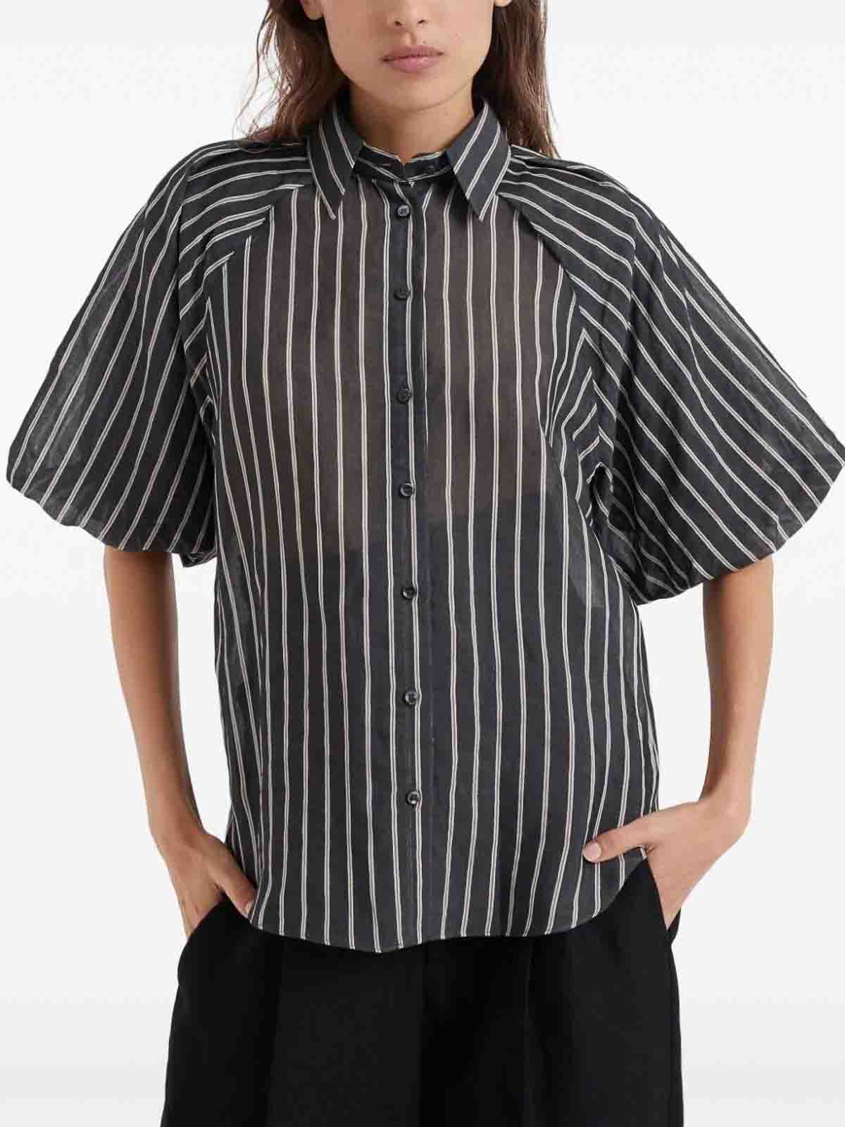 Shop Brunello Cucinelli Stripe Shirt In Black