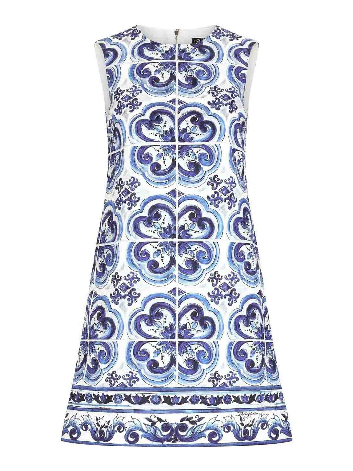 Shop Dolce & Gabbana Majolica Print Dress In Blue
