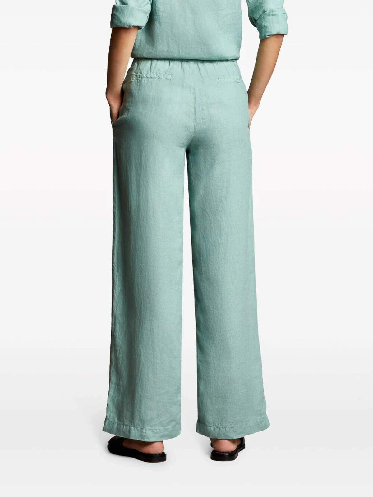 Shop Fay Linen Trousers In Green
