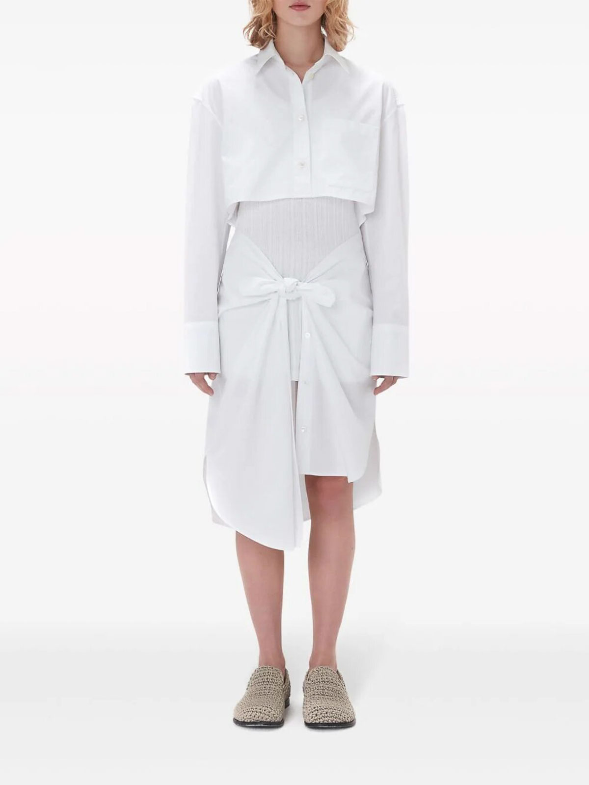 Shop Jw Anderson Knotted Shirt Dress In White