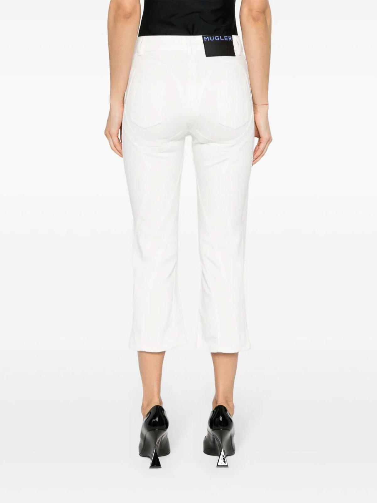 Shop Mugler Jeans Crop In White