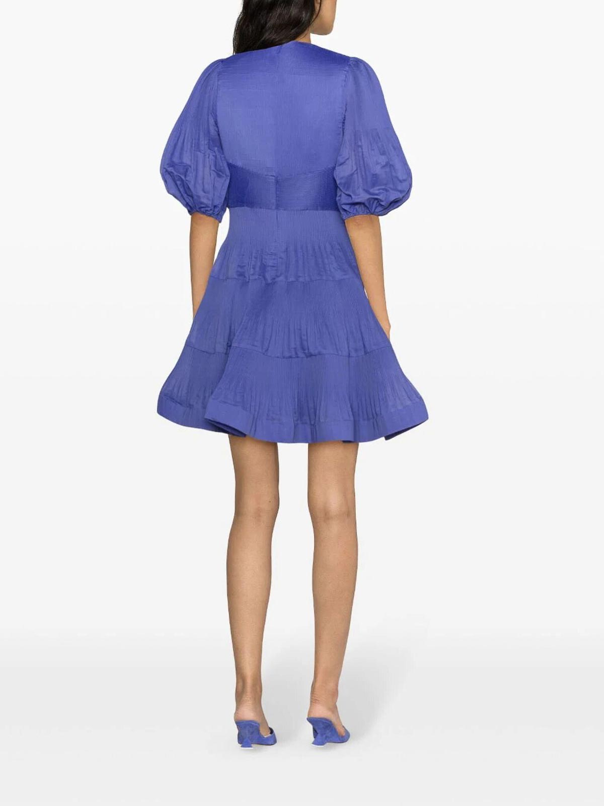 Shop Zimmermann Pleated Mini Dress In Purple