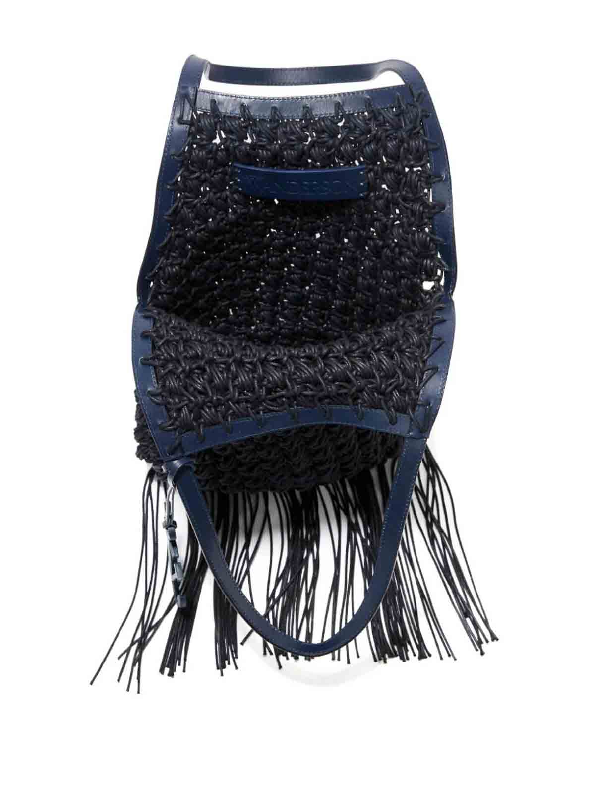 Shop Jw Anderson Woven Crochet Bag In Blue