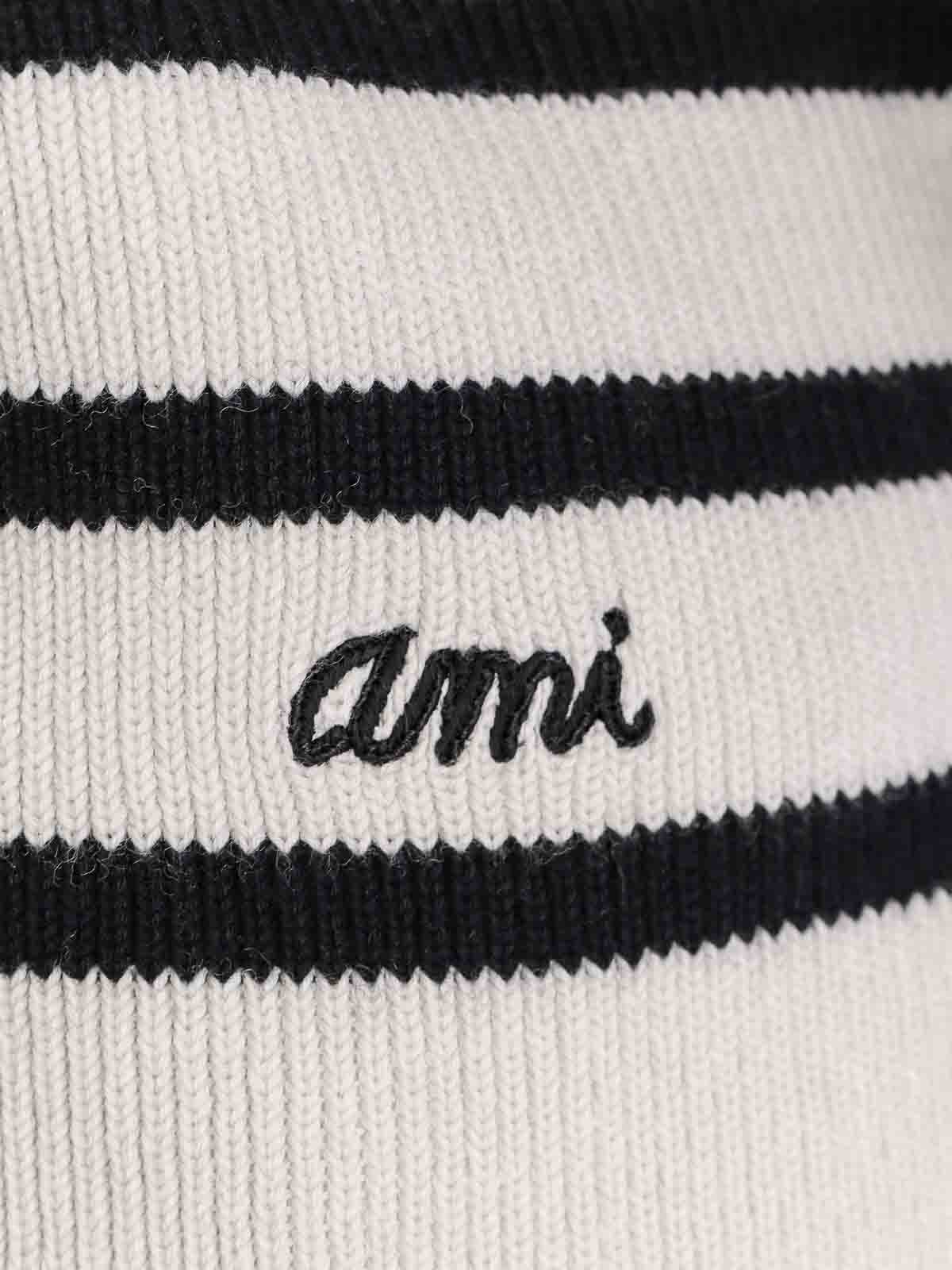 Shop Ami Alexandre Mattiussi Biologic Cotton And Wool Sweater In Grey