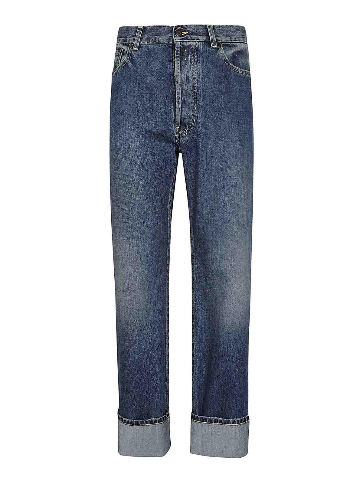 Shop Alexander Mcqueen Blue Washed Denim Jeans In Dark Wash