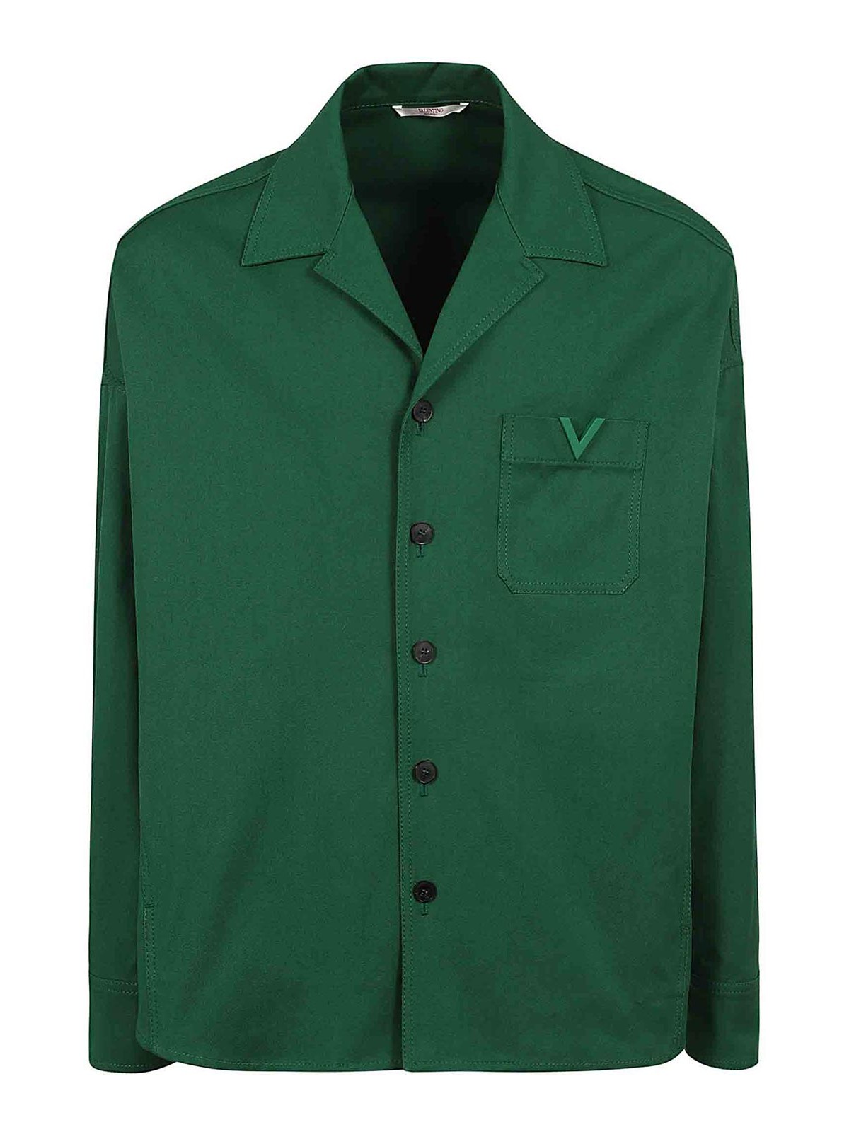 Valentino Cotton Peacoat In Green