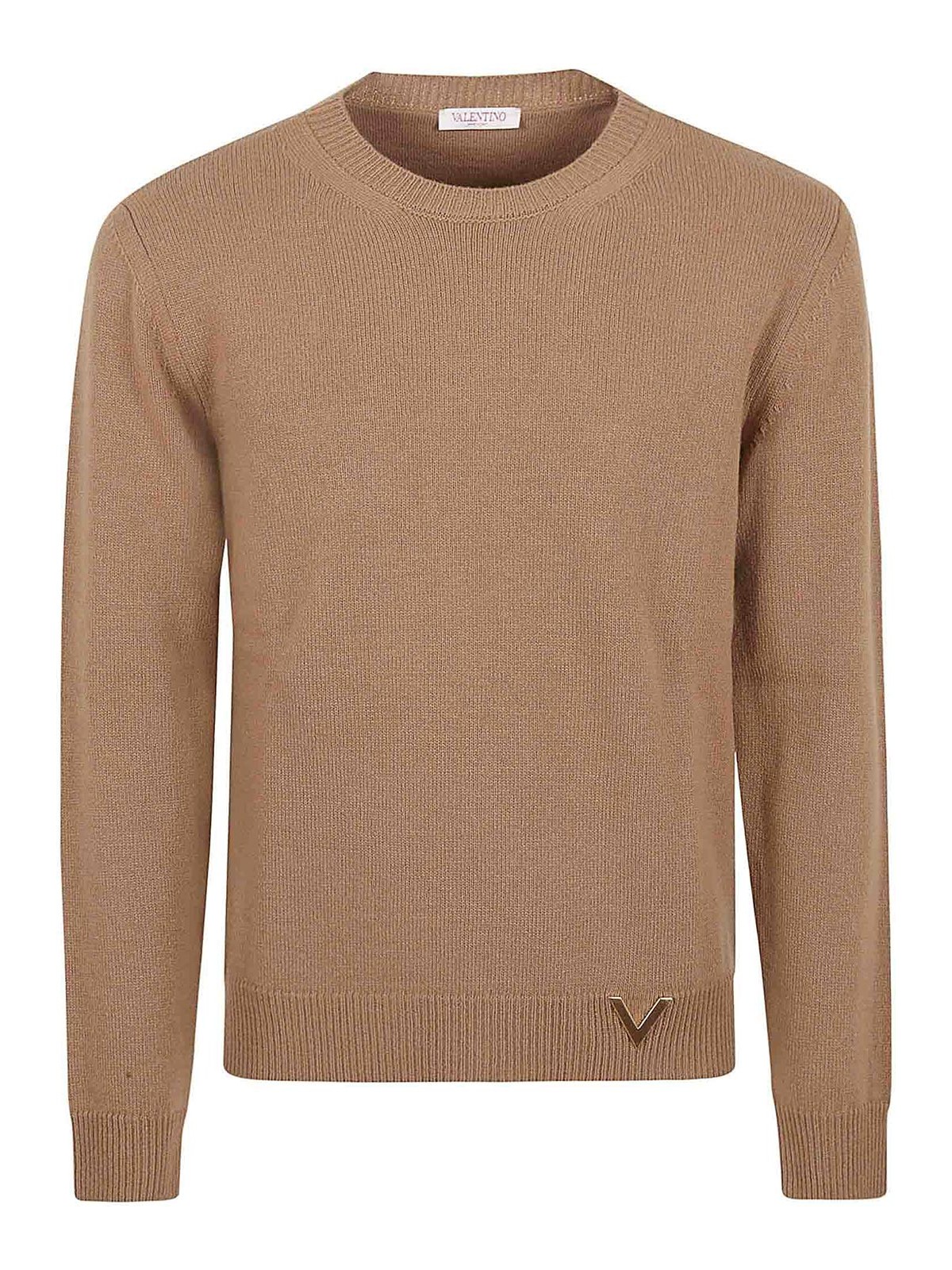 Shop Valentino Suéter Con Cuello De Pico - Camel