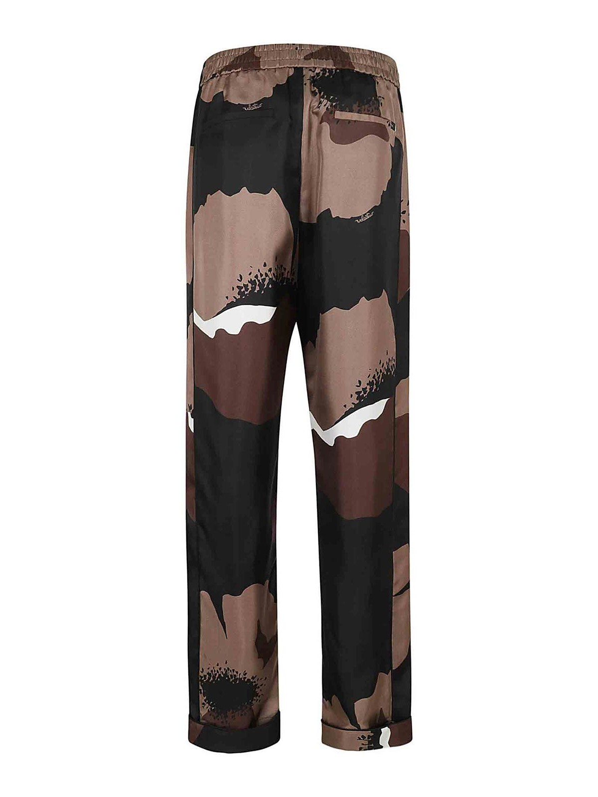 Shop Valentino Twill  Trousers With  Flower Portrait Print In Cream