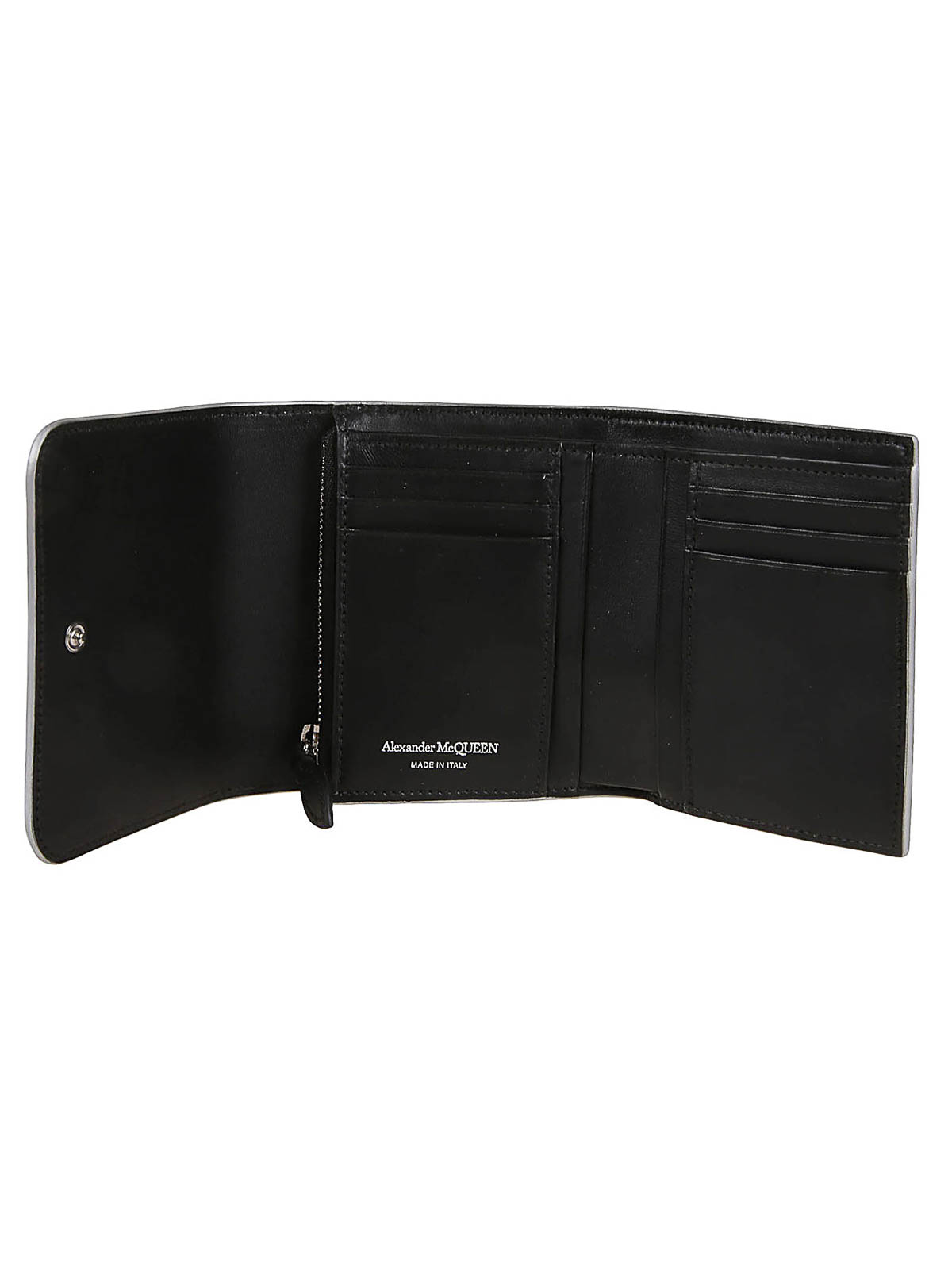 Shop Alexander Mcqueen Seal Card Holder In Leather In Silver