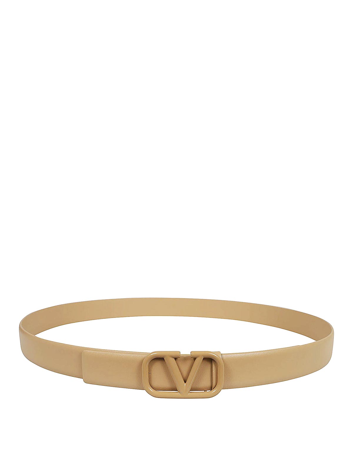 Shop Valentino Leather Belt In Beige
