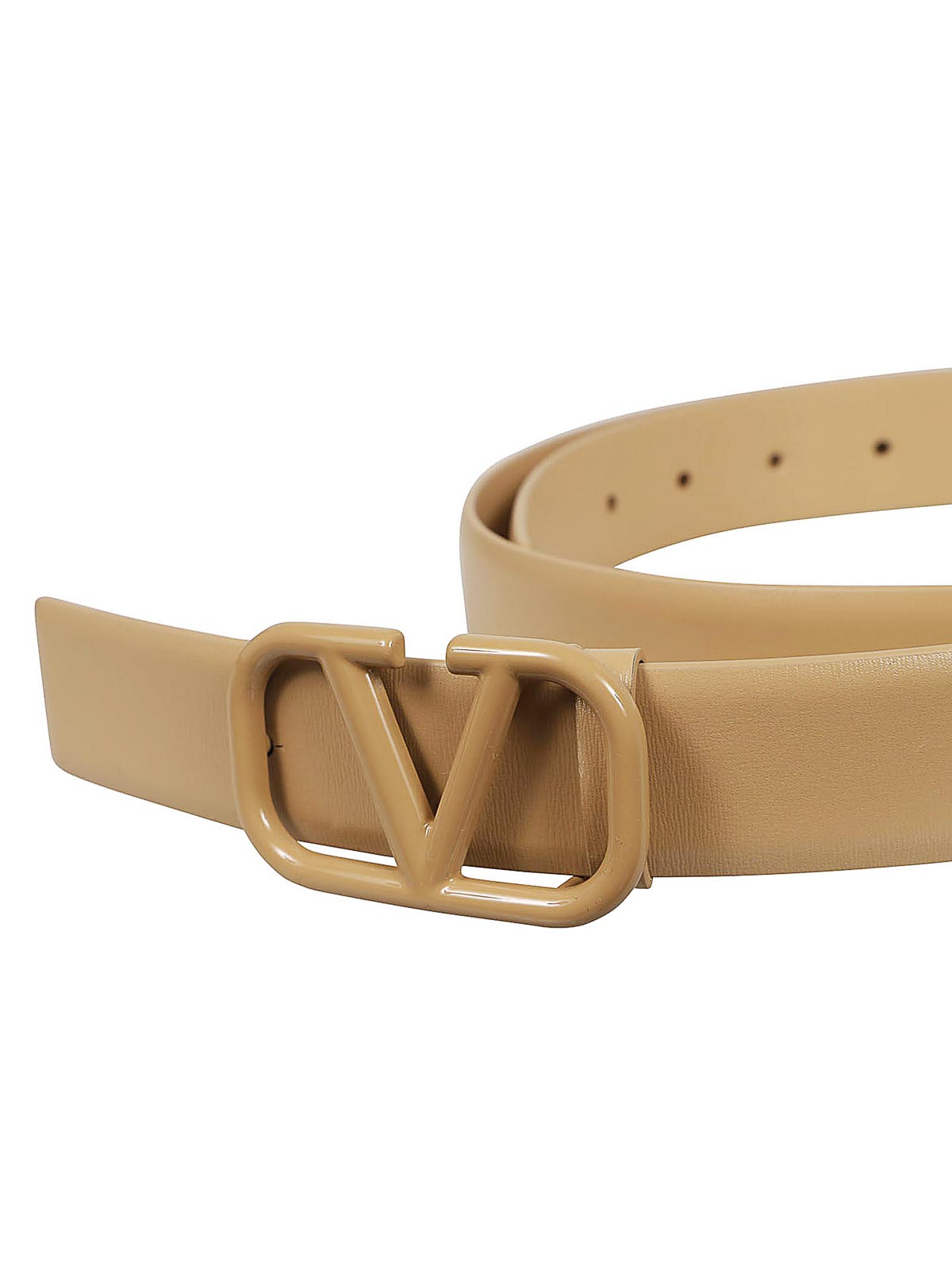 Shop Valentino Leather Belt In Beige