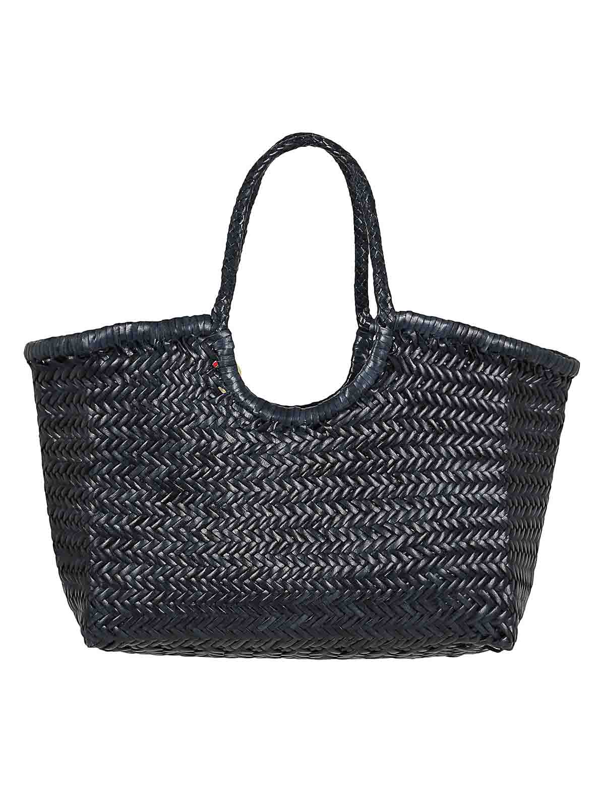 Shop Dragon Diffusion Leather Woven Bag In Dark Blue
