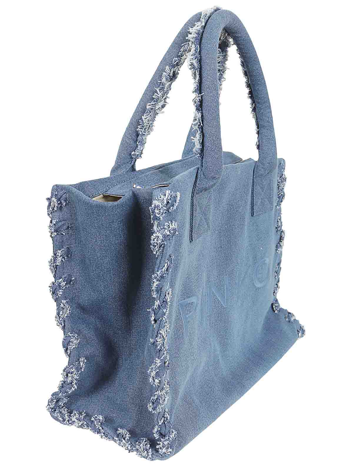 Shop Pinko Beach Shopper Bag In Blue