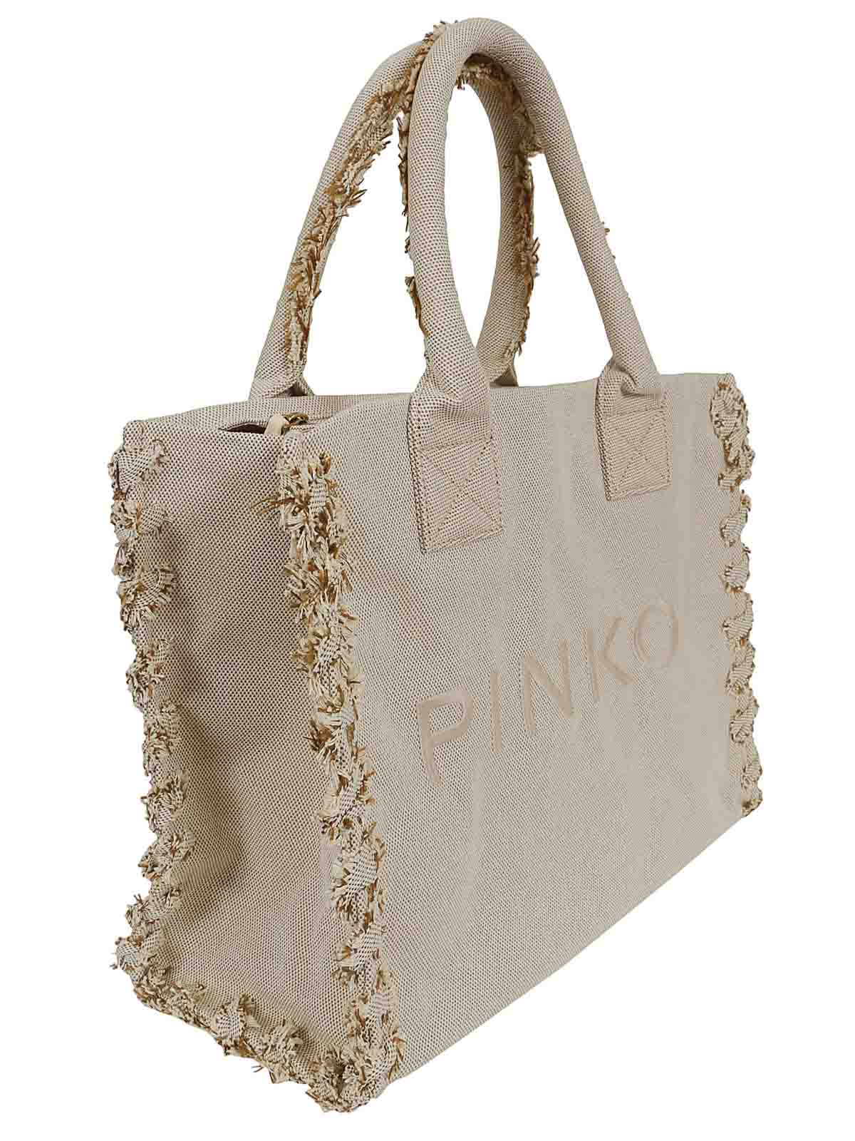 Shop Pinko Beach Shopper Bag In Light Beige