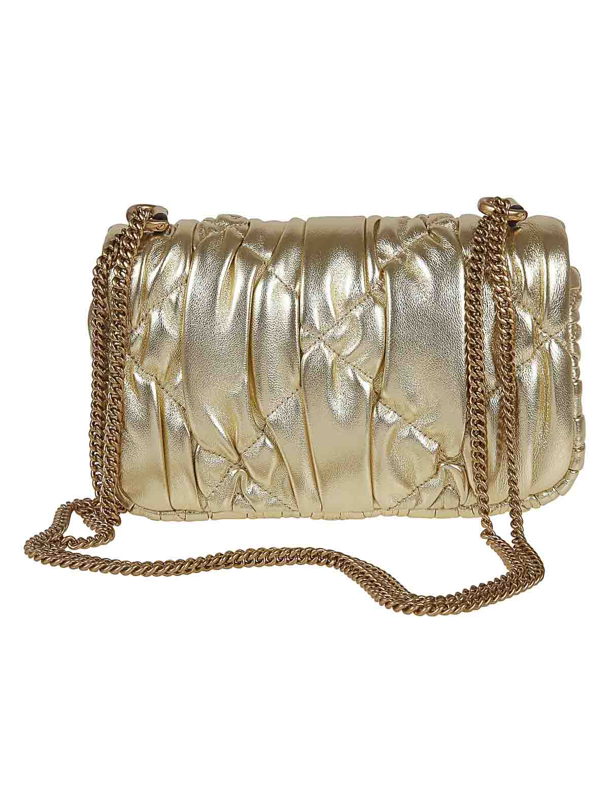 Shop Tory Burch Kira Ruched Mini Flap Bag In Gold