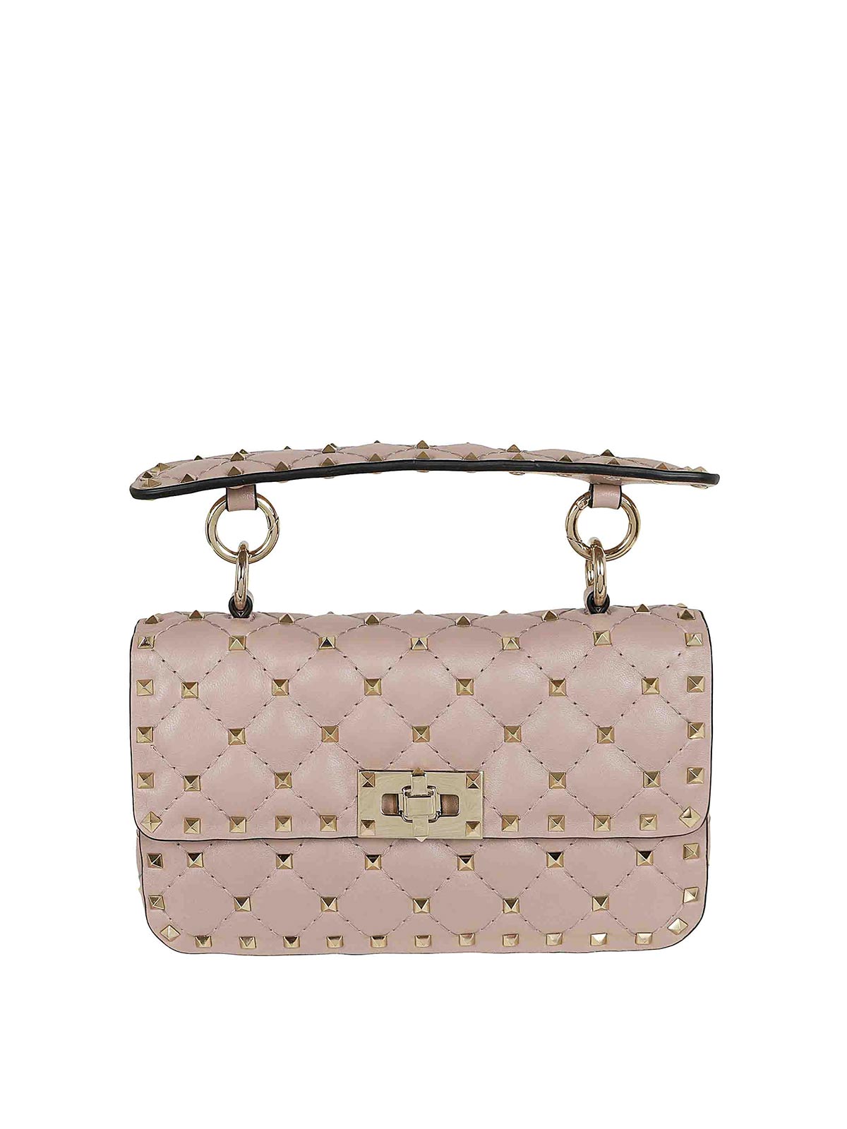 Shop Valentino Small Rockstud Spike Bag In Nude & Neutrals