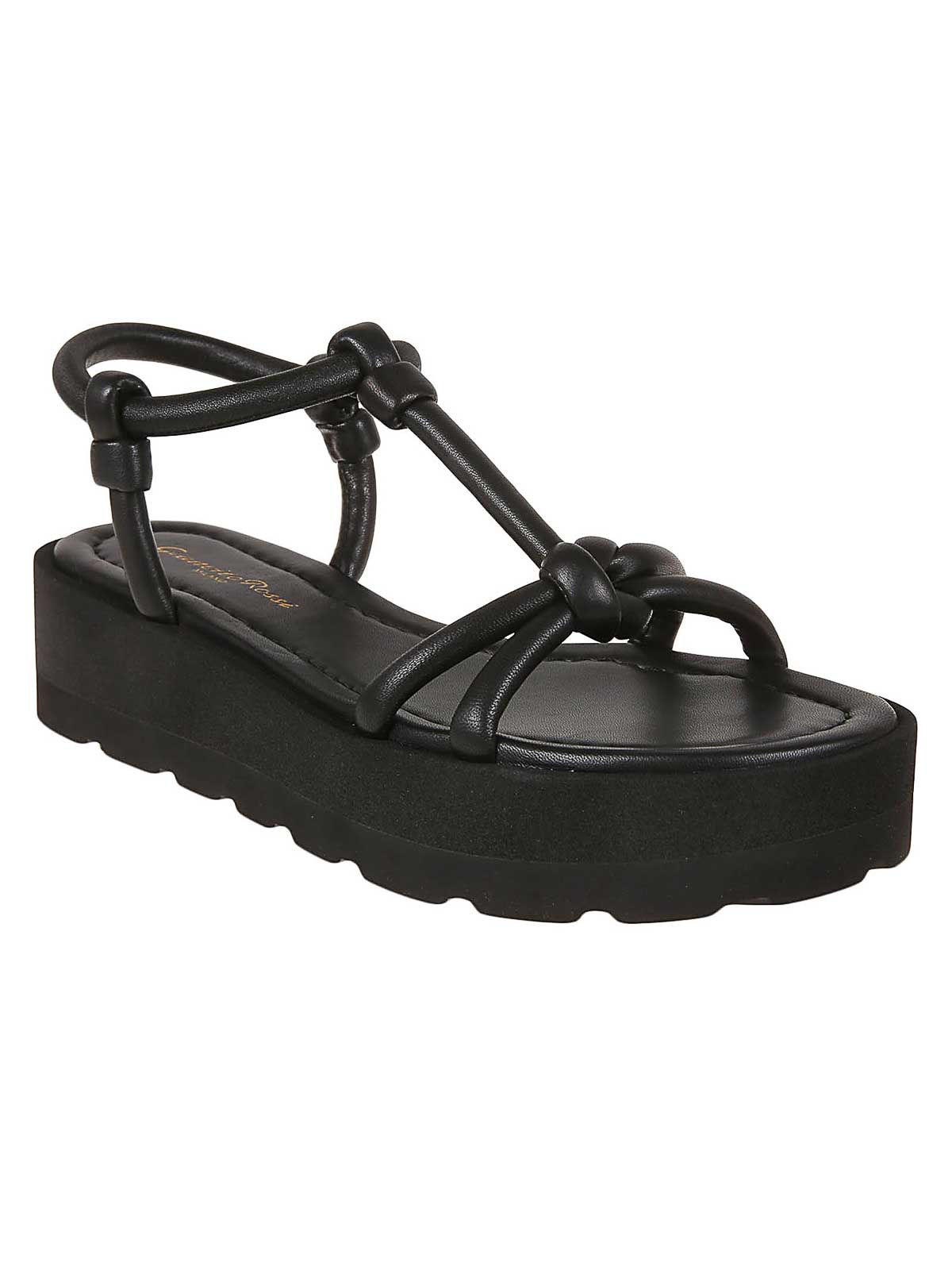 Shop Gianvito Rossi Marine Leather Sandals In Black