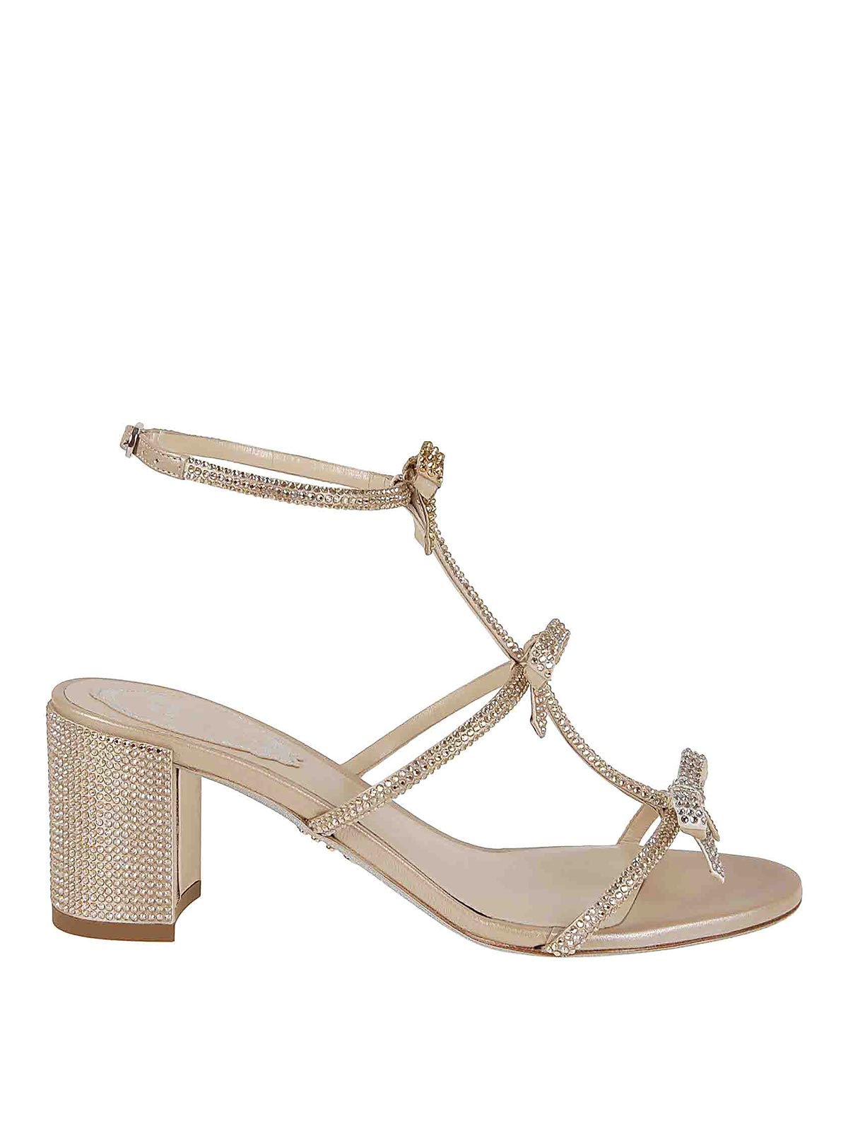 René Caovilla Caterina Embellished Bows Ankle-strap Sandals In Silver