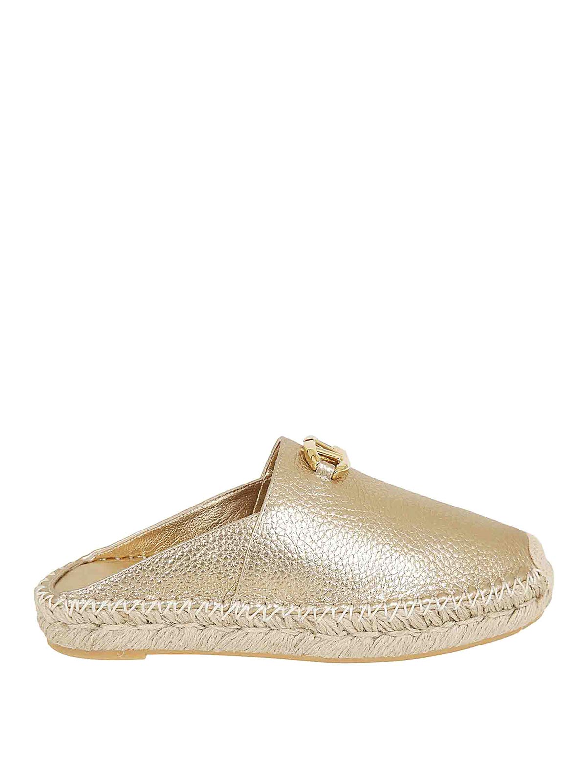 Shop Valentino Gold Leather Mules