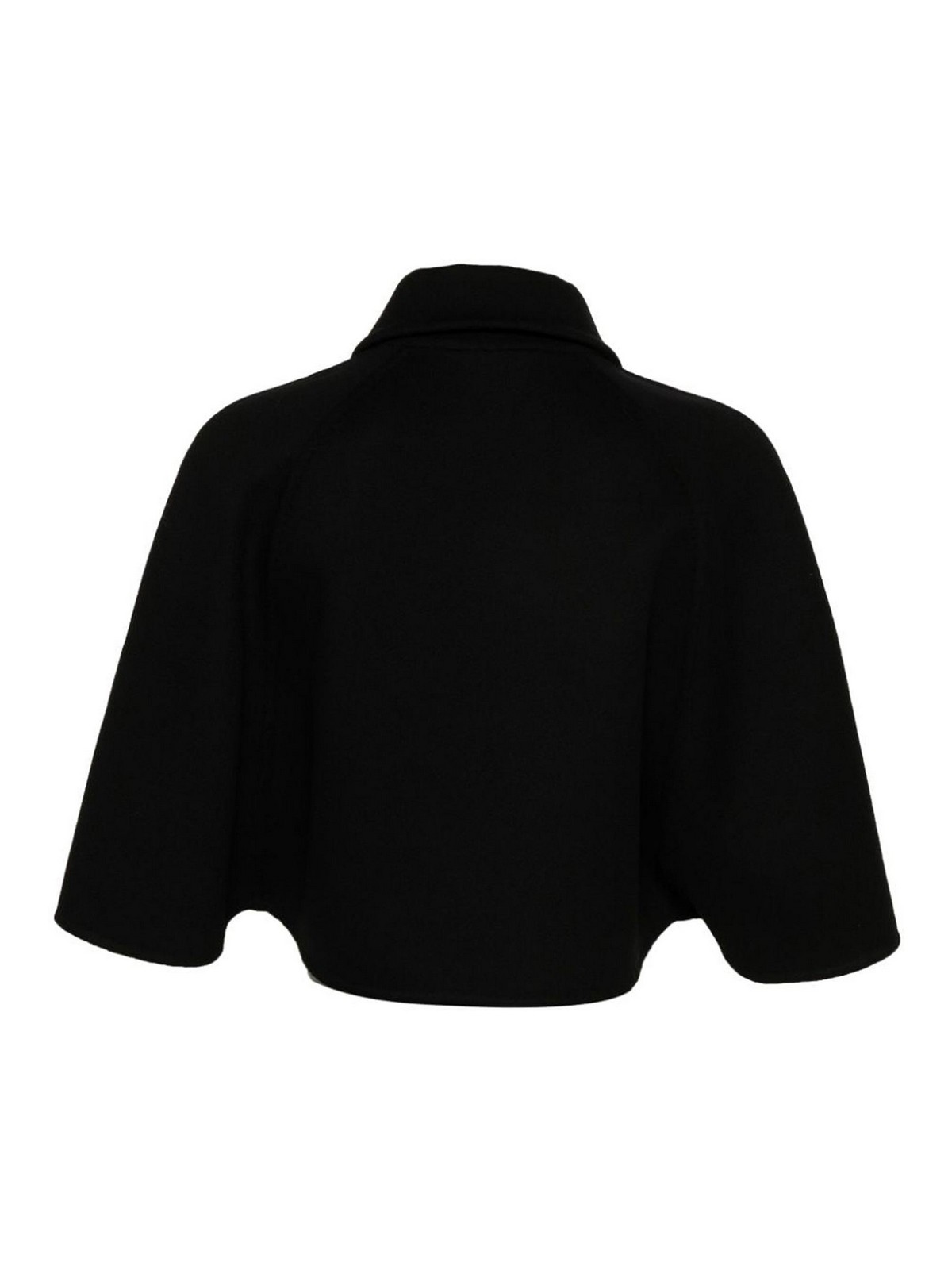 Shop Max Mara Volume Wool And Cashmere Short Cape In Black