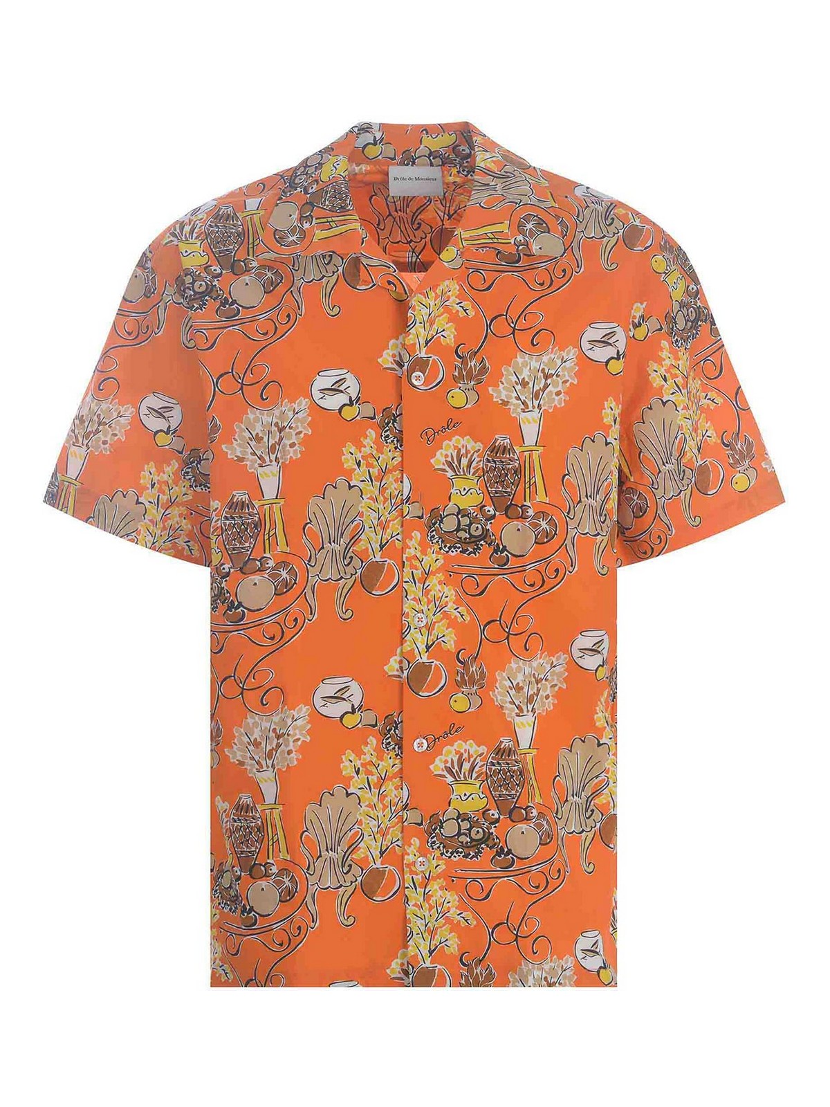 Shop Drôle De Monsieur Cotton Shirt In Orange