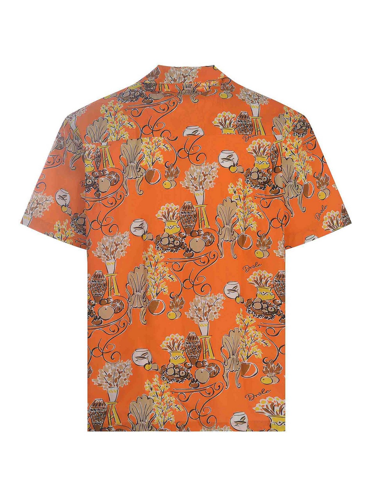 Shop Drôle De Monsieur Cotton Shirt In Orange