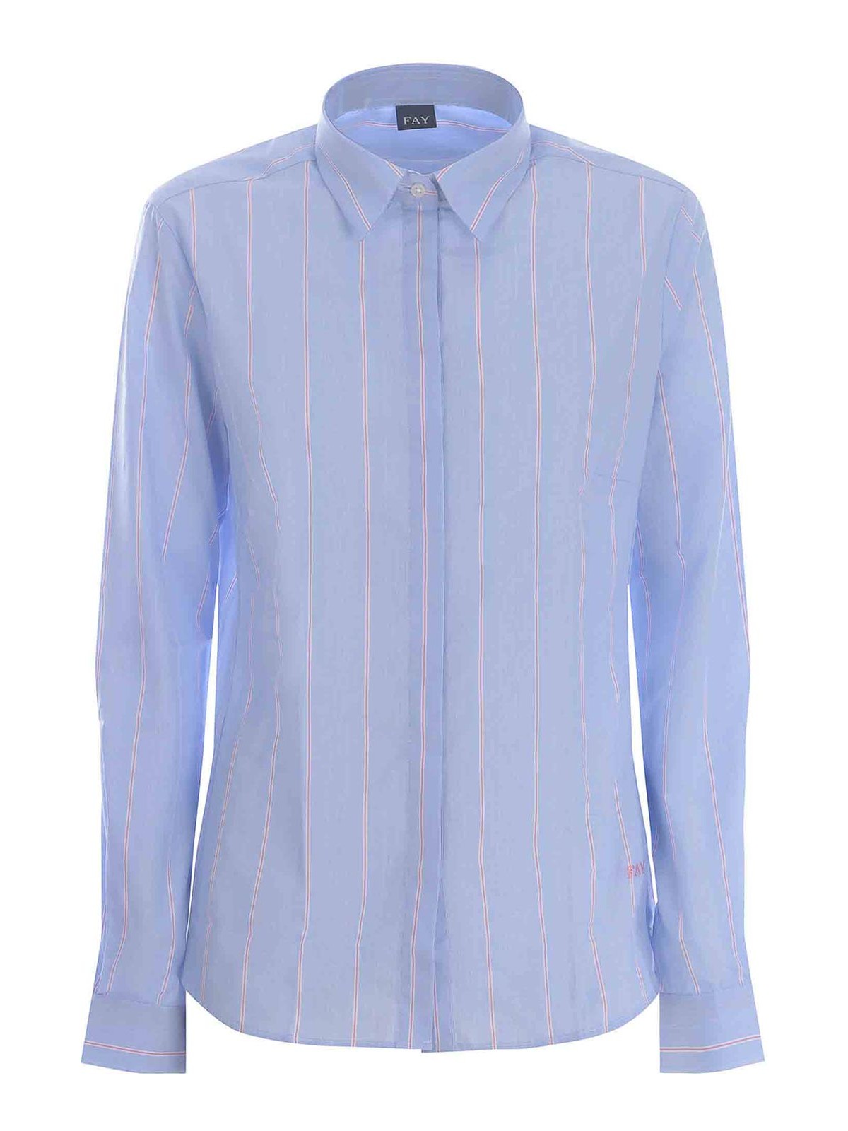 Fay Poplin Shirt In Light Blue
