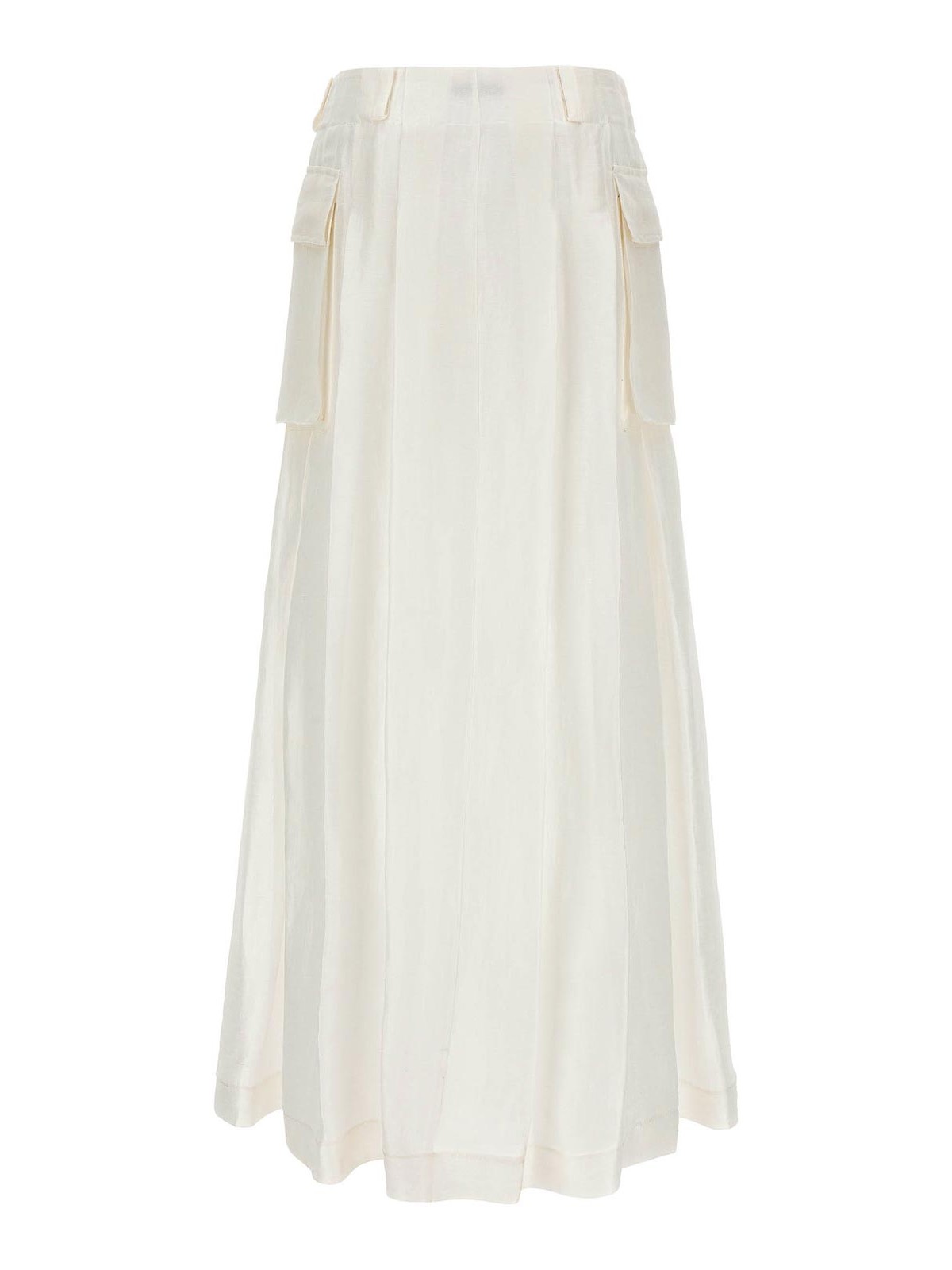 Shop Alberta Ferretti Semi-transparent Long Skirt In White