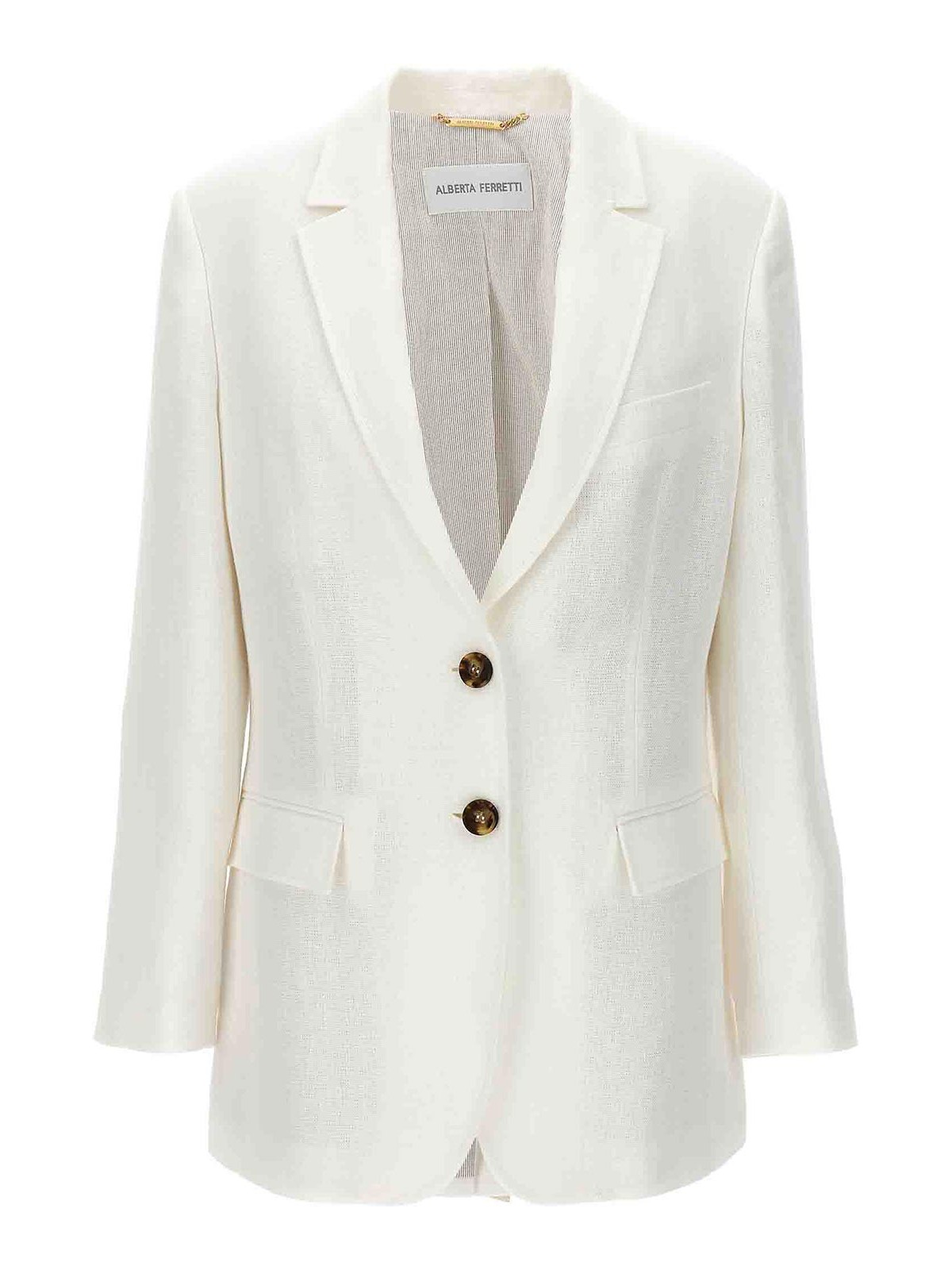 Shop Alberta Ferretti Single-breasted Linen Blazer In White