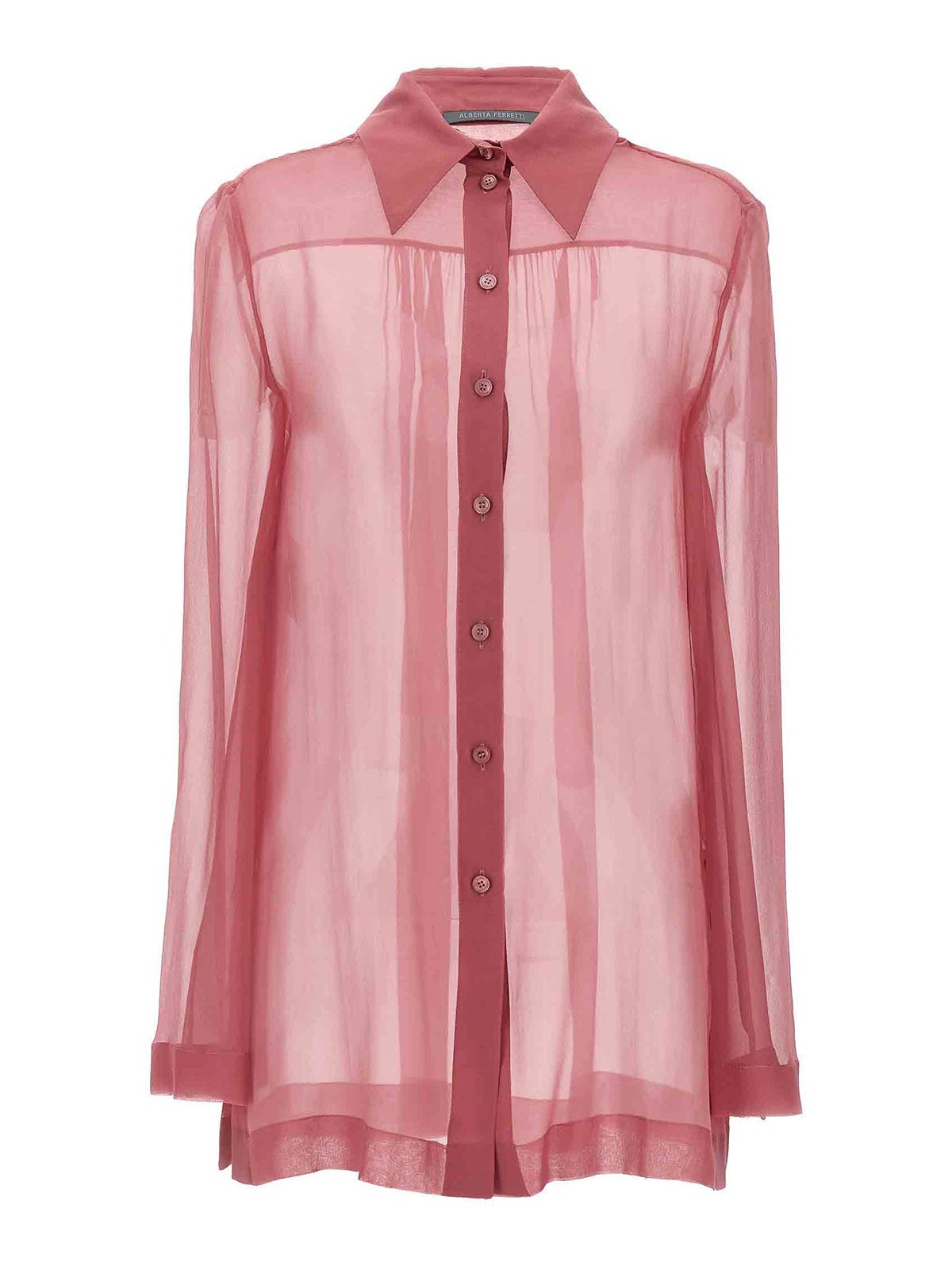 Shop Alberta Ferretti Sheer Silk Shirt In Nude & Neutrals