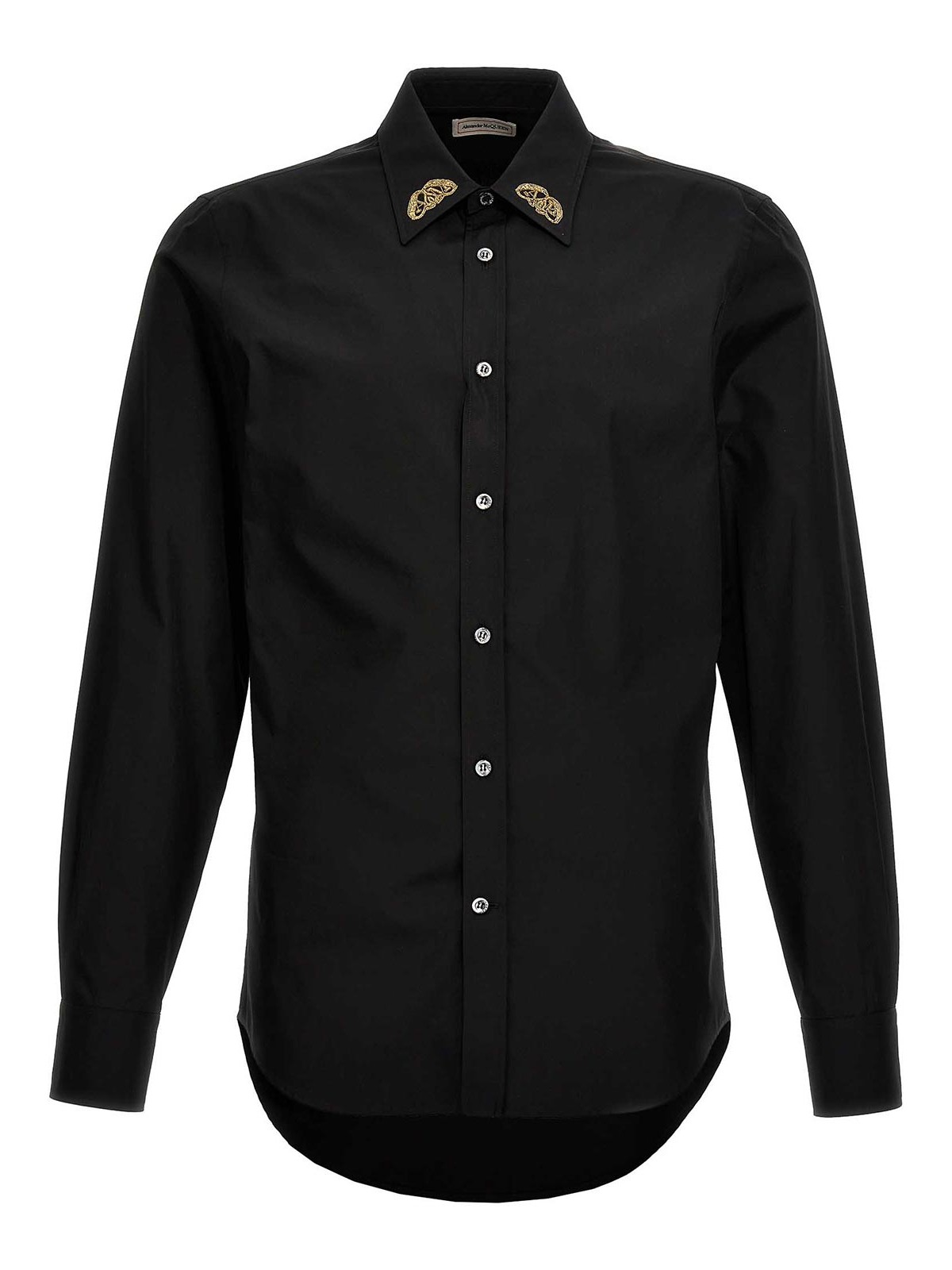 Alexander Mcqueen Embroidered Collar Shirt In Black