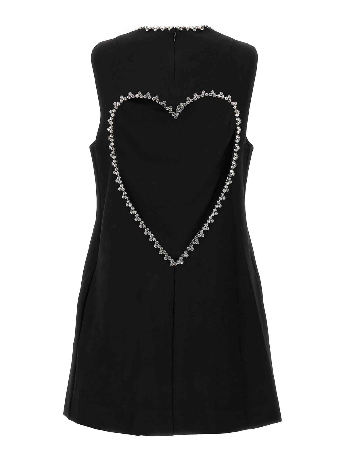 Shop Area Crystal Heart Back Dress In Black
