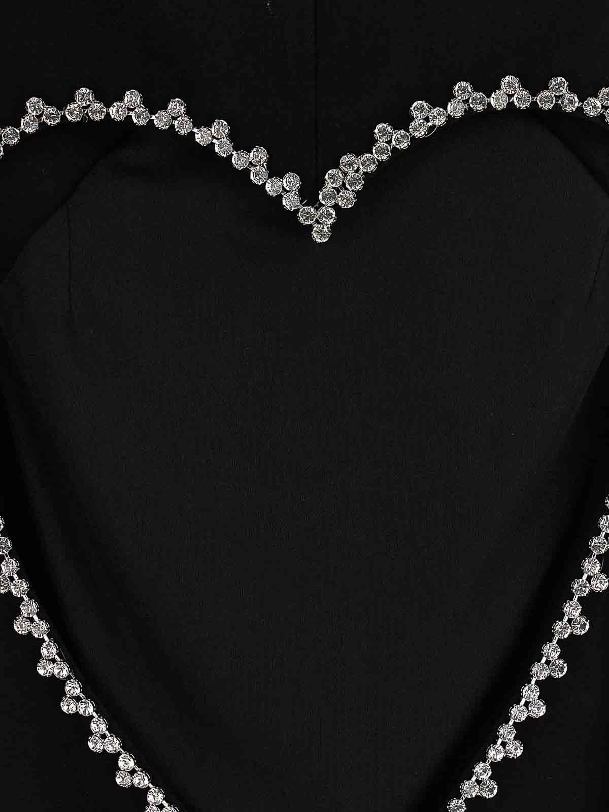 Shop Area Crystal Heart Back Dress In Black