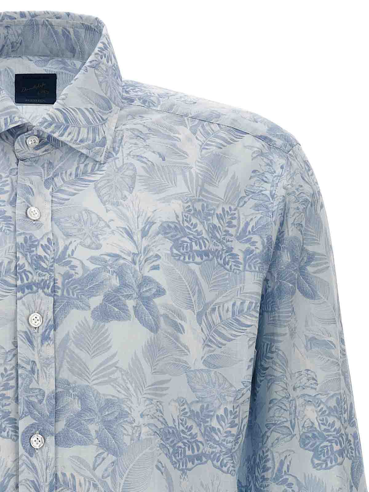 Shop Barba Floral Print Shirt In Light Blue