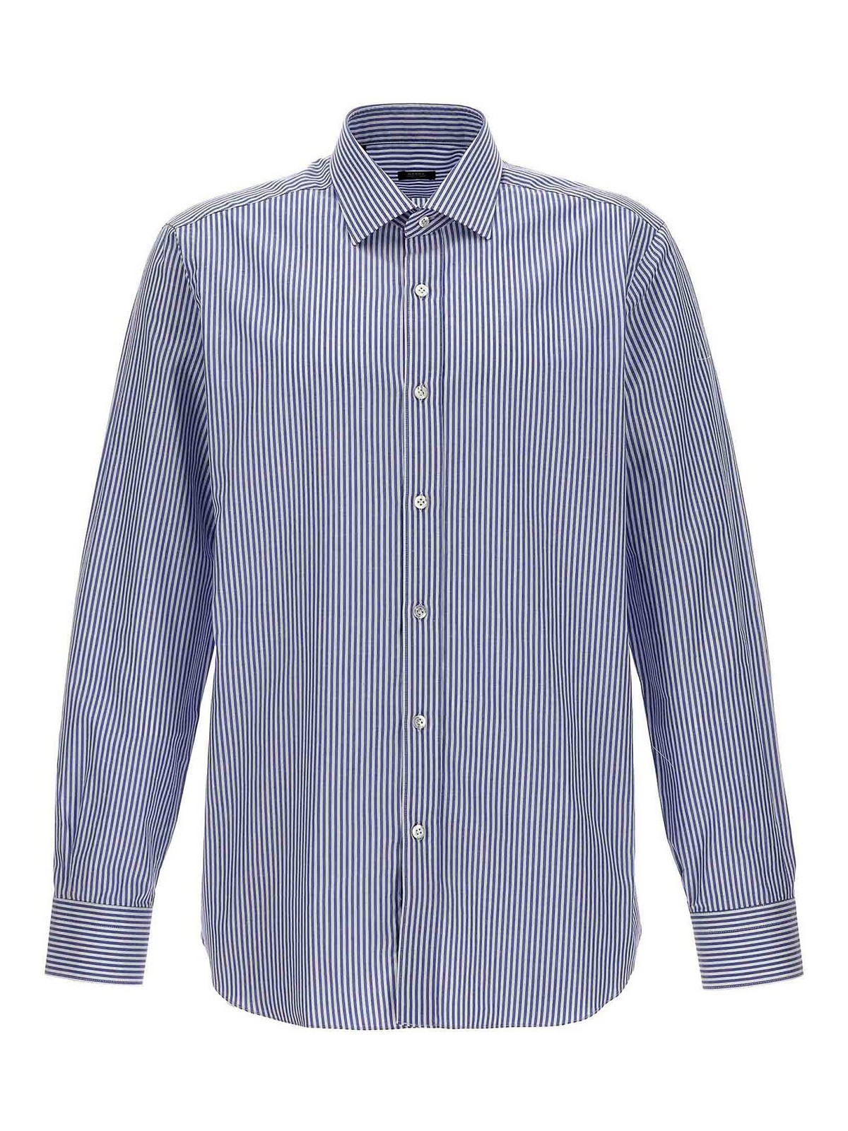 Shop Barba Striped Shirt In Light Blue